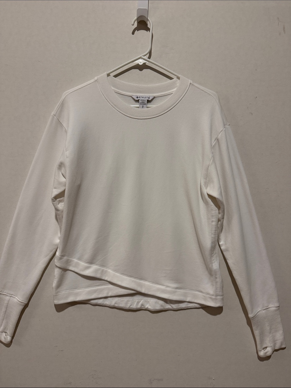 Athleta White Crewneck Pullover Sweatshirt